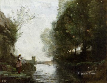 Jean Baptiste Camille Corot Painting - Le cours deau a la tour carrée plein air Romanticismo Jean Baptiste Camille Corot